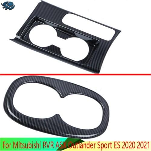 For Mitsubishi RVR ASX Outlander Sport ES 2020 2021 Carbon Fiber Style Center Console Cup Drink Holder Cover Trim Bezel