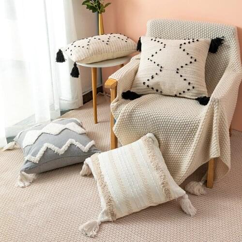 Factory Direct Sale American Three-Dimensional Woven Embroidered Fringe Decoration Sofa Cushion Cover Home Decoration Pillowcase