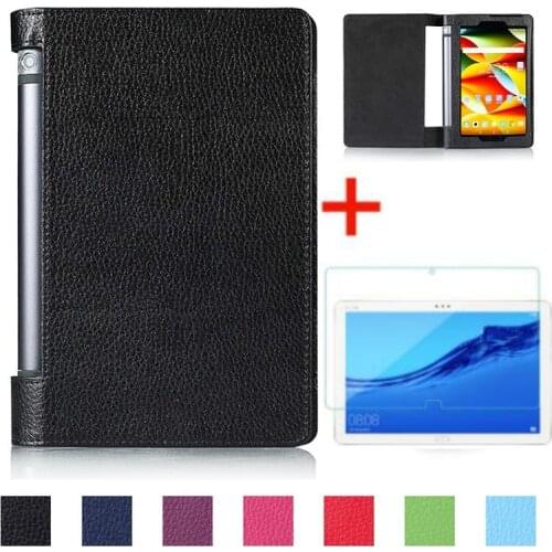 Flip Stand PU Leather Cover Case and glass for Lenovo Yoga Tab 3 8.0 850F Yoga Tab3 8 YT3-850F YT3-850M Tablet Cover Case Capa
