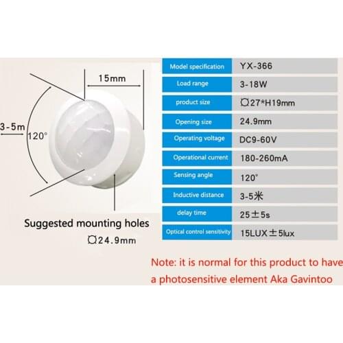 DC 12V 24V LED PIR Lamp Infrared Detector IR Infrared Motion Sensor Switch Human Body Induction Switch for Home Lighting