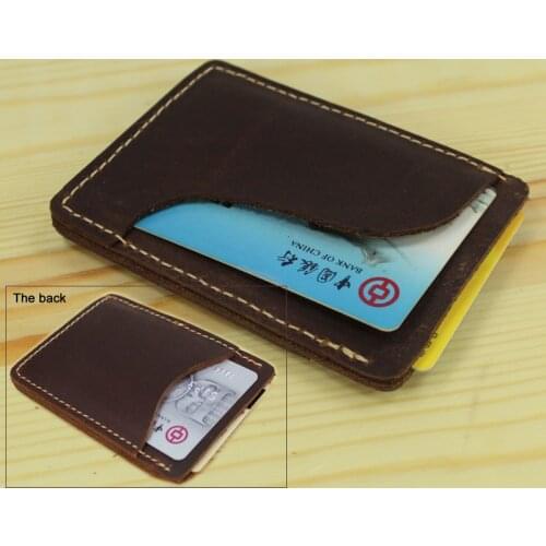Handmade Genuine Leather Credit Card Holder Card ID Holder men Business Card holder Leather Coin Bag women Purse small wallet