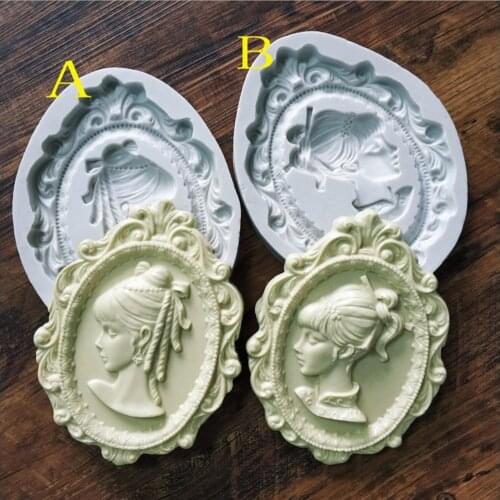 Girl Head Photo Frame Mould Fondant chocolate Candy Silicone Cake Moulds Baking Tools DIY Tool