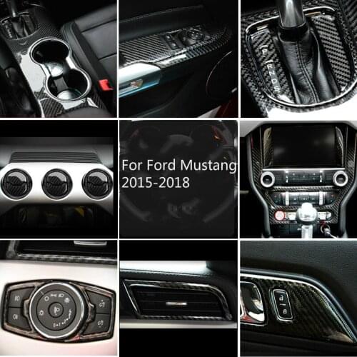 For Ford Mustang 2015 2016 2017 Car Interior Carbon Fiber Steering Wheel Emblem 3D Car Stickers Car Styling Auto Accessories