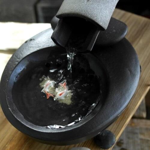 Ceramic Pet Cat Fountain Cats Feeder Dogs Drinker Cats Drinking Automatic Water Bowl Zen Indoor Decorations Universal 1.5L Black