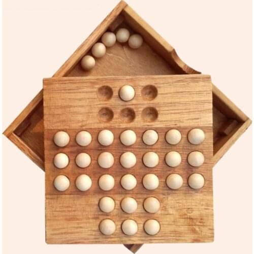 Marble Solitaire Chess Puzzles Games Intelligence Entertainment Toys European Wooden Puzzles Classic Toys for Children Adults