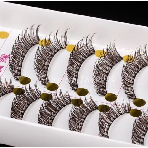 Brown False Eyelashes Handmade Cotton Thread Stems Stage Makeup Fake Eyelashes Natural Crisscross Messy Dense Color Lashes