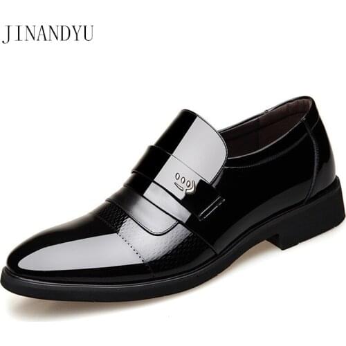Patent Leather Hidden Heel Loafers Style Men Office Shoes Formal Elevator Shoes for Men Elegant Black Brown Dress Shoes Male