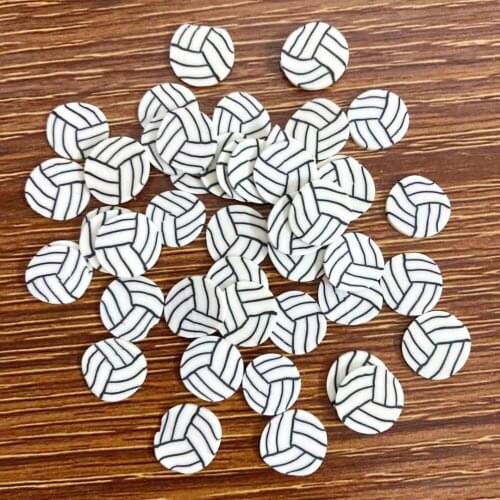 100g Mini 10mm Football Polymer Slice Hot Clay Sprinkles for Crafts Making DIY Slime Filling Material Nail Art Decoration