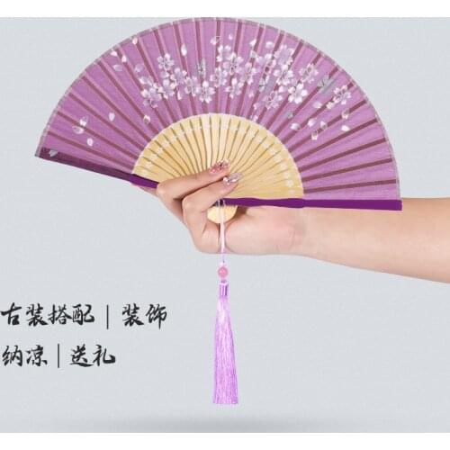Mini Fan Folding Fan Silk Womens Foldable and Portable Cheongsam Chinese Style Childrens Han Chinese Costume