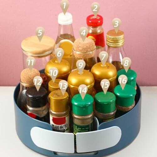 Multifunction Turntable Storage Basket Box Rotatable Spice Rack with Door Seasoning Bottles Holder Shelf Spinning Tray Kitchen O