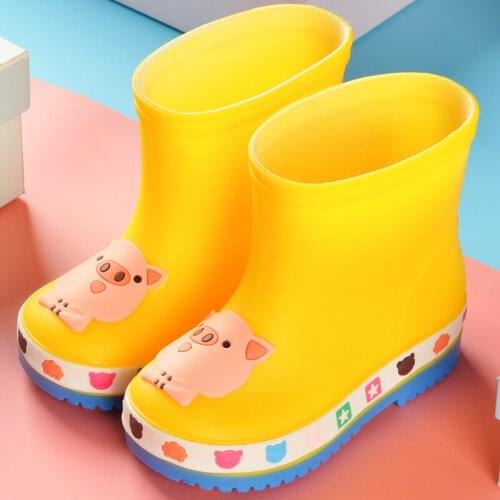 Rain Shoes Boys and Girls Anti-slip Can Be Removed Plus Velvet Childrens Water Shoes Small Childrens PVC Rain Boots