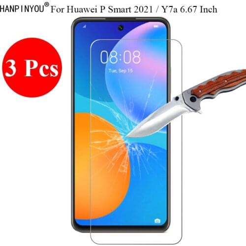 3 Pcs/Lot New 9H 2.5D Tempered Glass Screen Protector For Huawei P Smart 2021 / NFC / Y7a 6.67" Protective Film + Clean Tools