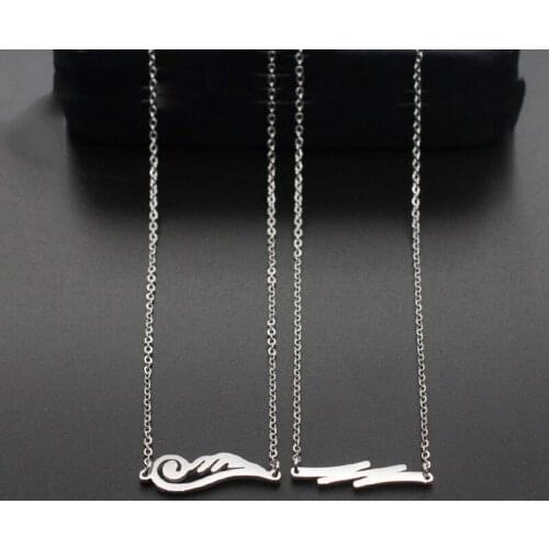 Stainless steel Necklace geometric wing lightning Yoga Pendant Necklace Cool Punk Long Chain Necklaces For womens Jewelry Gift