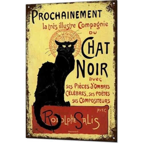 Chat Black Cat Holiday Advert Tin Sign art wall decoration,vintage aluminum retro metal sign