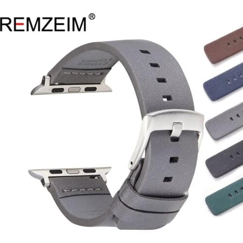 Genuine Leather Watchband for Apple Watch 6 SE 5 4 3 Sofe Leather Straps Watch Accessories 38mm 40mm 42mm 44mm Watch Band