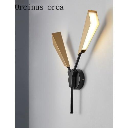 Nordic fashion creative bamboo leaves wall lamp living room corridor bedroom bedside lamp modern light luxury iron LED wall lamp