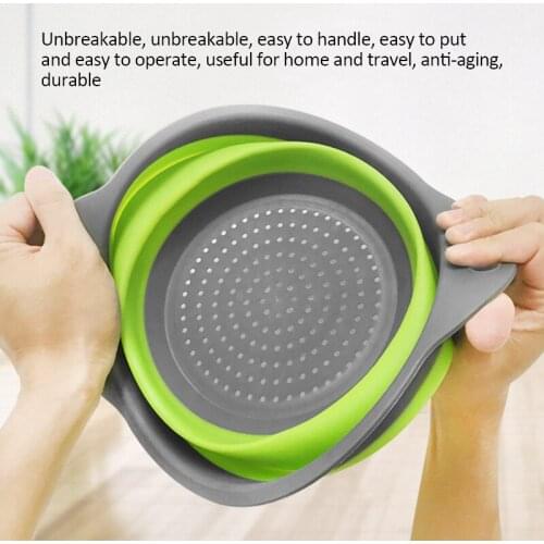 Folding PP Storage Basket For Fruits Vegetables Draining Basket For Fruit Vegetable Storage Kitchen Storage Tool Washing Basket