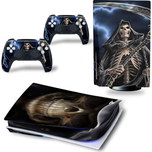 Skull Style PS5 Standard Disc Edition Skin Sticker Decal Cover for PlayStation 5 Console & Controller PS5 Skin Sticker Vinyl