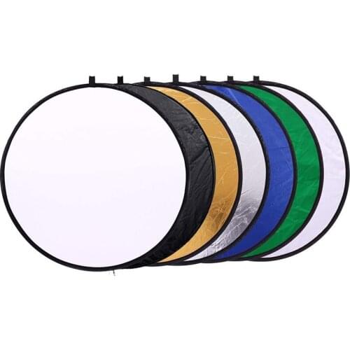 7 In 1 Photography Lighting Reflector Multiple Colour 24 Inch Collapsible Round Reflector with Portable Carrying Bag Multi Disc