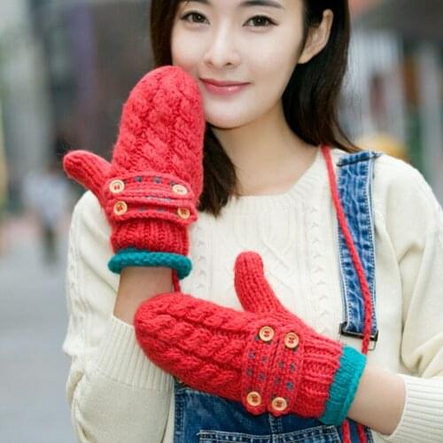 Knitted Gloves Winter Warm 100% Handmade Knit Mittens