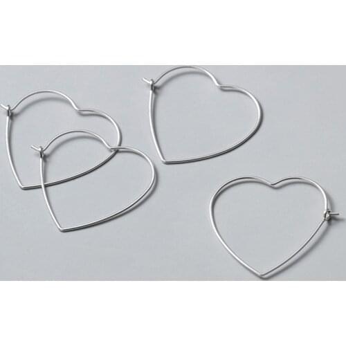 2pcs 925 Sterling Silver Women Wire Hearts Hoop Earrings Hypoallergenic S925 Silver Earring Loops Connector DIY Jewelry Making