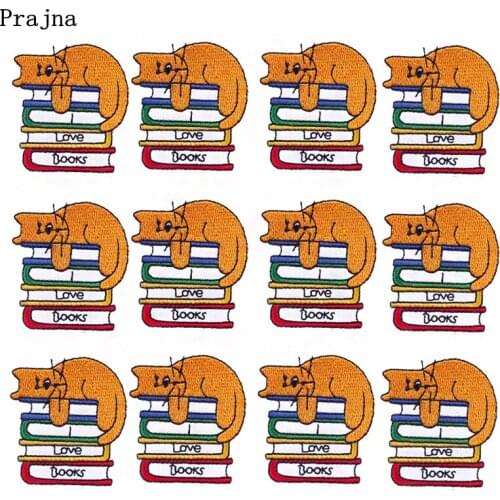 Prajna 10PCS Cartoon Cat Patches Embroidery Patches For Clothing Iron On Patches For Clothes Applique Decoration Accessories DIY