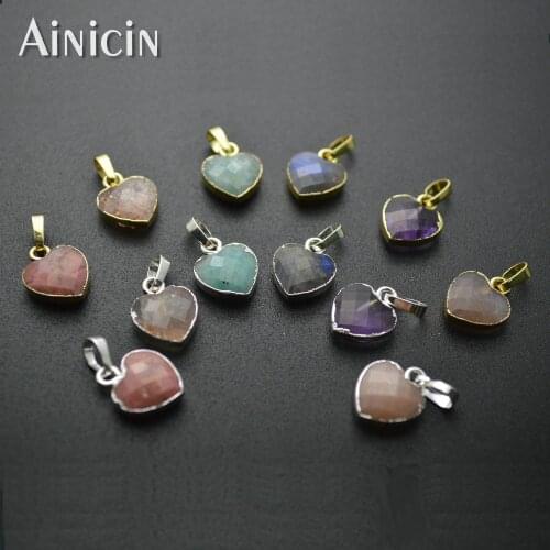 High Quality Faceted Heart Shape 11x14mm Pocket Charms Pendants Gold Silver Plating Fashion Jewelry Making Findings 10pcs.lot