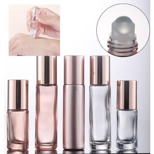 100pcs 5ml 10ml Pink Glass Essential Oil Roller Bottle With Roller Balls Lip Balms Roll On Bottles For Travel Cosmetic Container