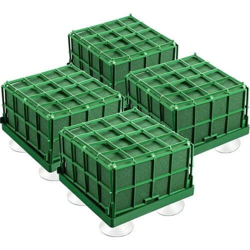 4Pcs Floral Foam Cage Flower Holder with Floral Foam and Suction Cup for Wedding Table Centerpiece Floral Arrangement