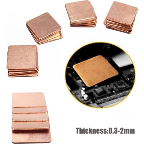 5pcs 0.3mm-2mm Copper Shim Heatsink thermal Pad Copper sheet for Laptop GPU CPU Chip computer 's component heat dissipation