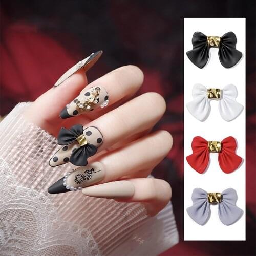 5 Pcs Nail Art Decorations Luxury Metal Alloy Bowknot Resin Nail Jewelry 3D Nail Decor Charms DIY Manicure Accessories