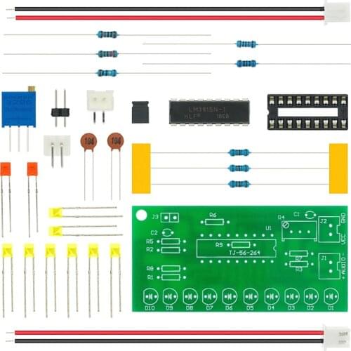 LM3915 DC 9V-12V 10 LED Sound Audio Spectrum Analyzer Level Indicator Kit DIY Electoronics Soldering Practice Set laboratory