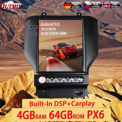 Tesla Style Vertical Screen Android 9.0 4G 64GB Car Radio GPS Navigation Head Unit For Ford Mustang 2014-2018 Multimedia Player