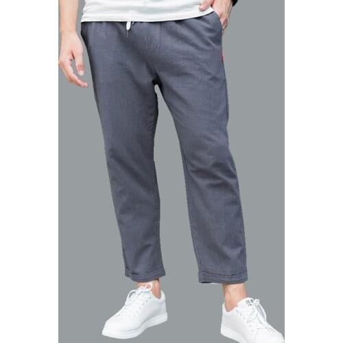 Cotton Linen Breathable Summer Pants Men Solid Elastic Waist Streetwear Joggers 2021 New Casual Trousers Pantalones