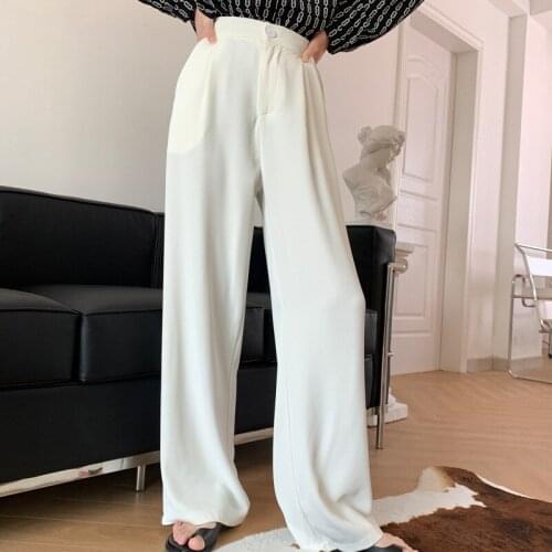 Summer Fashion Harajuku Women Casual Wide Leg Drape Mopping Chiffon Pants High Waist Loose Trousers Streetwear