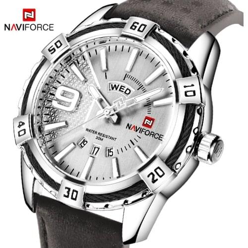 NAVIFORCE Top Luxury Brand Men Watch Military Sports Casual Quartz Watch Analog Date Clock Leather Strap Watch Relogio Masculino