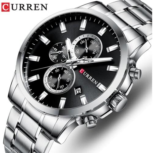 Top CURREN Watch Mens Brand Luxury Quartz Fashion Men Watches Waterproof Sports Wrist Watch Steel Chronograph Relogio Masculino
