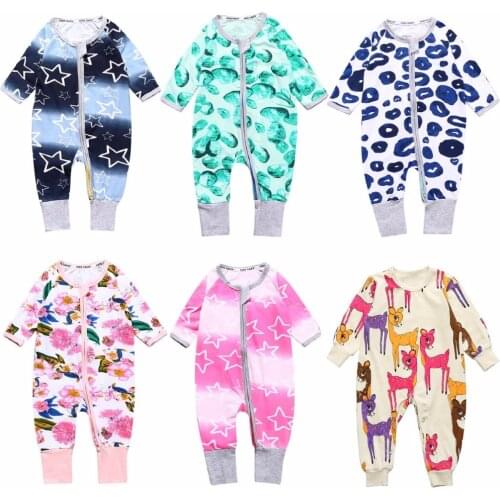 Hooyi Baby Clothes 0-24Month Newborn Pajamas Romper 100% Cotton Infant Sleepwear Jumpsuit Baby Overall Bebe Clothing Top Quality