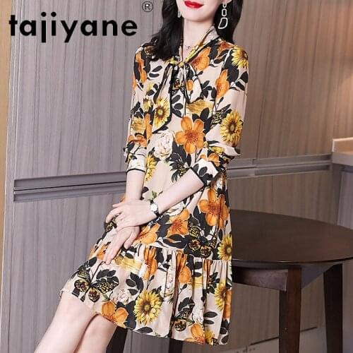 For Dress Mini Womens Clothing 100% Real Silk Summer Dresses Elegant Woman Cloth Silk Natural Dresses Robes TN2565