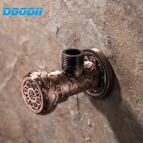 DooDii Antique Red Angle Valve 1/2" malex1/2" Kitchen Bathroom Accessories for Toilet Sink Basin Water Stop Valve Toilet