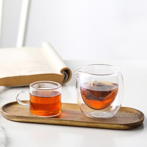 Double-Wall Glass with spout espresso cups Heat-resistant glass, fair cup, tea sharing cup, double-layer insulation cup, anti-s