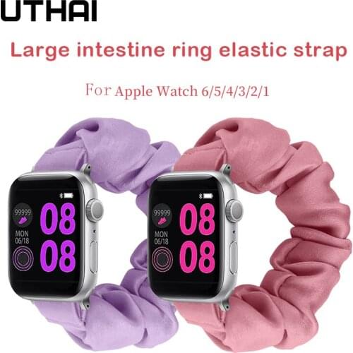 UTHAI Scrunchie Elastic Watchband Apple Watch Series 1/2/3/4/5/6/SE Fashion Selling Belt Bracelet 38mm 40mm 42mm 44mm Wristband