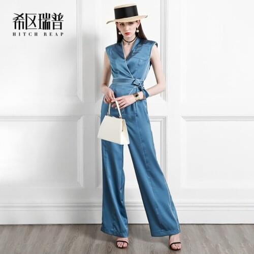 Europe And The United States Fashion Loose Thin Wide Leg Pants 2021 Summer New High-End Vacation One-Piece Pants For Women