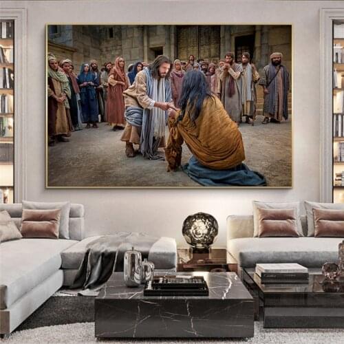 Christmas Jesus Portrait Canvas Painting Print Portrait Poster and Printmaking Wall Painting Living Room Decoration Frameless