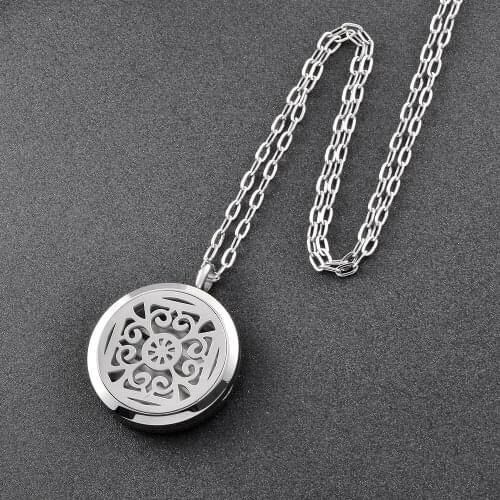 KLH0168 30mm Round Formation Essential Oils Aromatherapy Diffuser Perfume Magnetic Locket Necklace Fashion Jewelry Women Kids