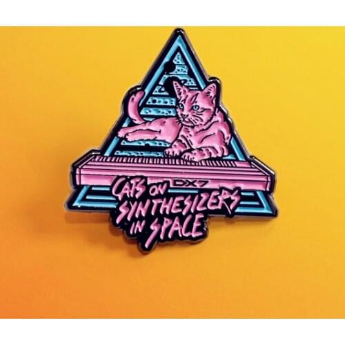 Cats on Synthesizers in Space Enamel Brooch Pin Backpack Hat Bag Lapel Pins Badges Women Mens Fashion Jewelry Accessories