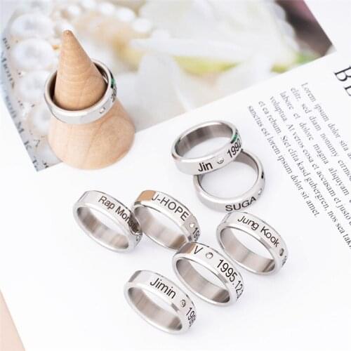 Kpop Ring Stainless Steel JHOPE Finger Rings Jewelry Rings Accessories for Men Women Female Bangtan Boys Jewelry Men Ring