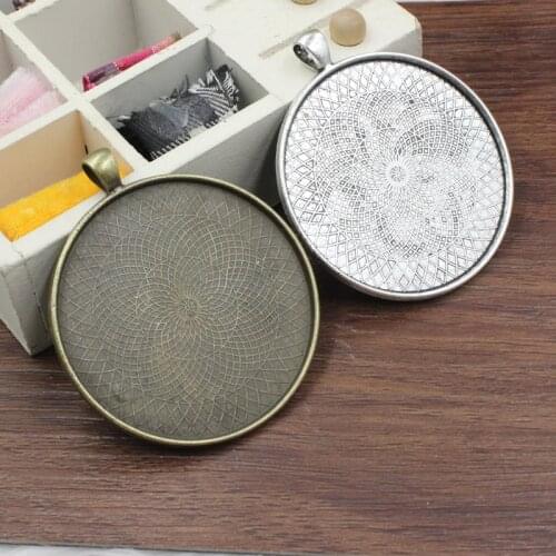50mm Round Pendant Tray Cameo/Glass/Cabochon Frame bezel Settings, Zinc Alloy Pendant 10pcs/lot (K05362)