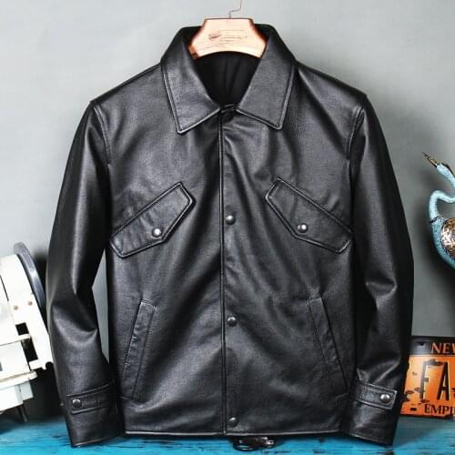 Mens Genuine Cowhide Korean Fashion Slim Leather Jacket Pure Top Layer Cowhide Jacket Coat Motorcycle Short Leather Jacket 4XL