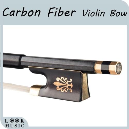 Carbon Fiber Bow 4/4 Size Violin Bow Grid Carbon Fiber Round Stick W/ Ebony Frog Well Balance